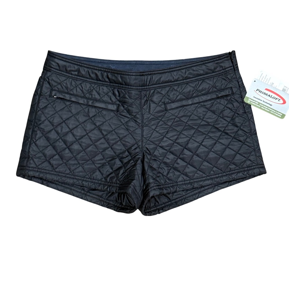 Athleta Black Quilted Primaloft Insulated Toasty Buns Shorts Women Size 10 NWT